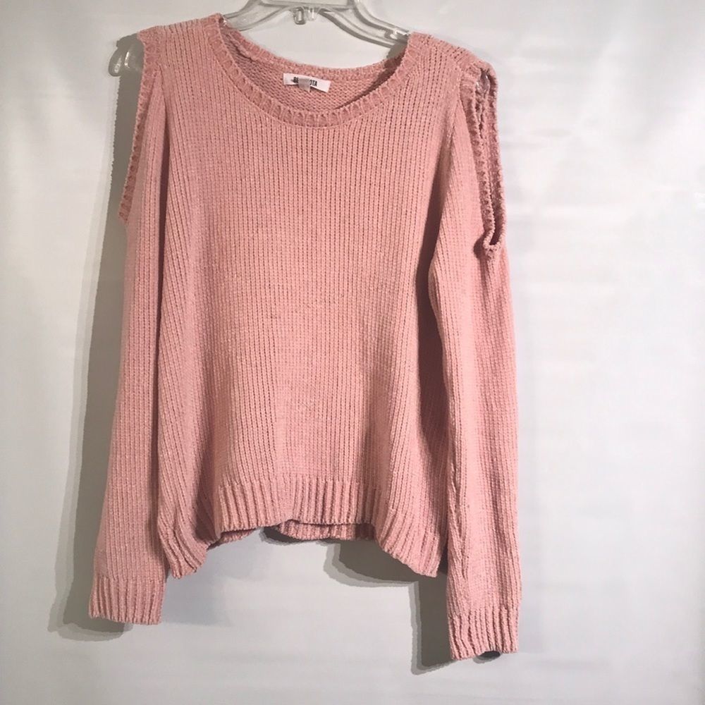 BB Dakota Pink Cold Shoulder Sweater